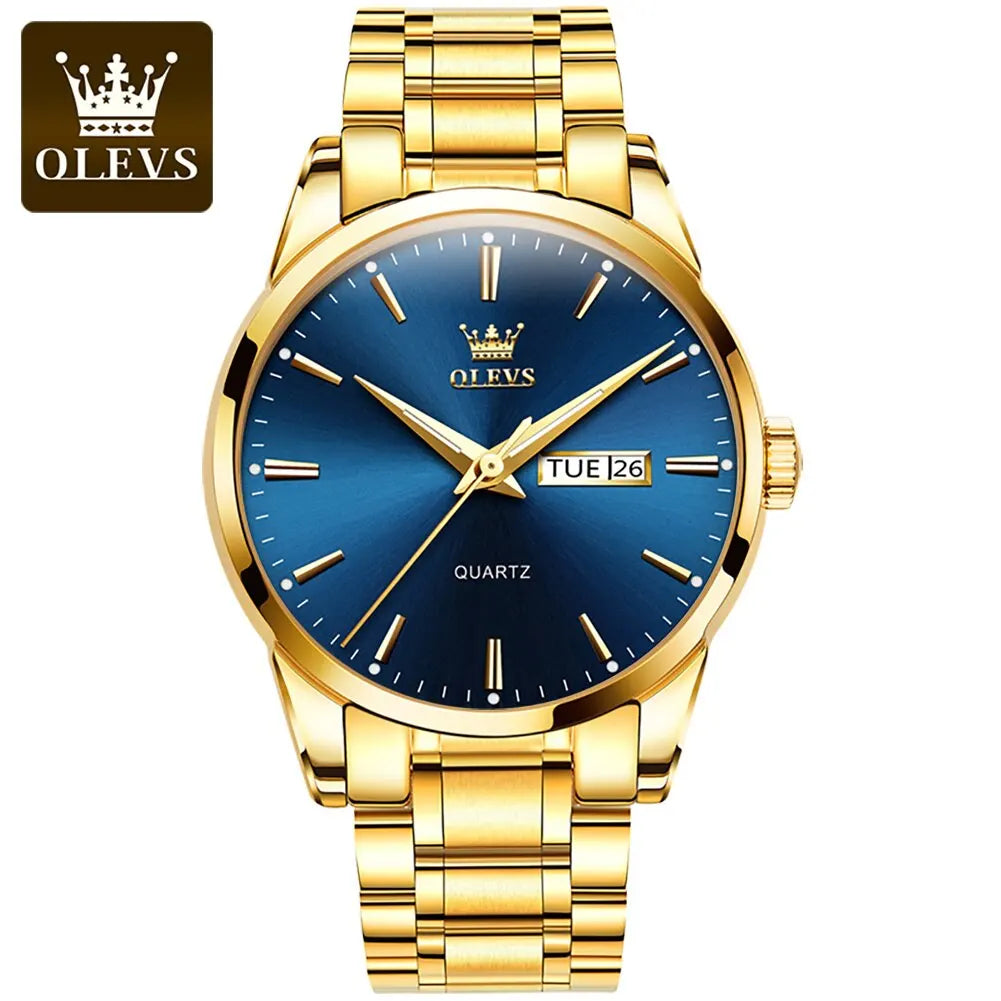 Classic Gold Wrist Watches For Top Brand Luxury Business Date Waterproof, Men Quartz Wristwatch