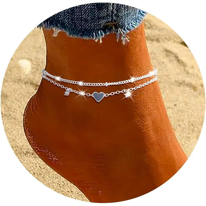 Corazona Dainty 925 Ankle Bracelet Silver & Gold Plated