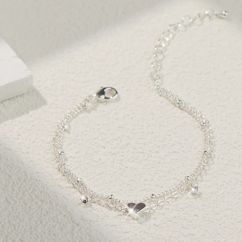 Corazona Dainty 925 Ankle Bracelet Silver & Gold Plated