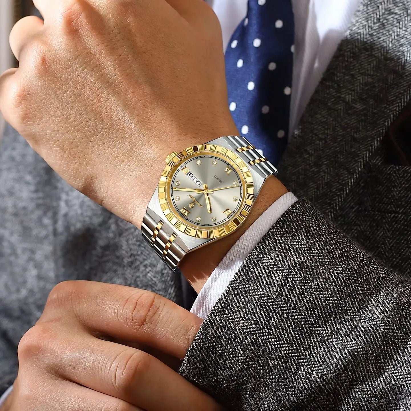 POEDAGAR Original Military Man Wristwatch Quartz Week, Date, Waterproof, Luminous Stainless Steel.