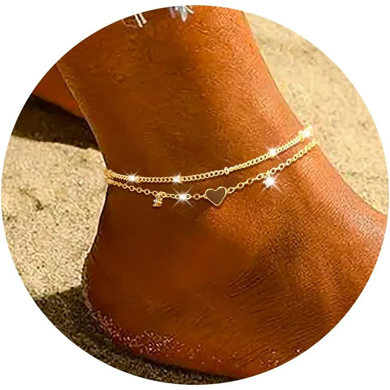 Corazona Dainty 925 Ankle Bracelet Silver & Gold Plated