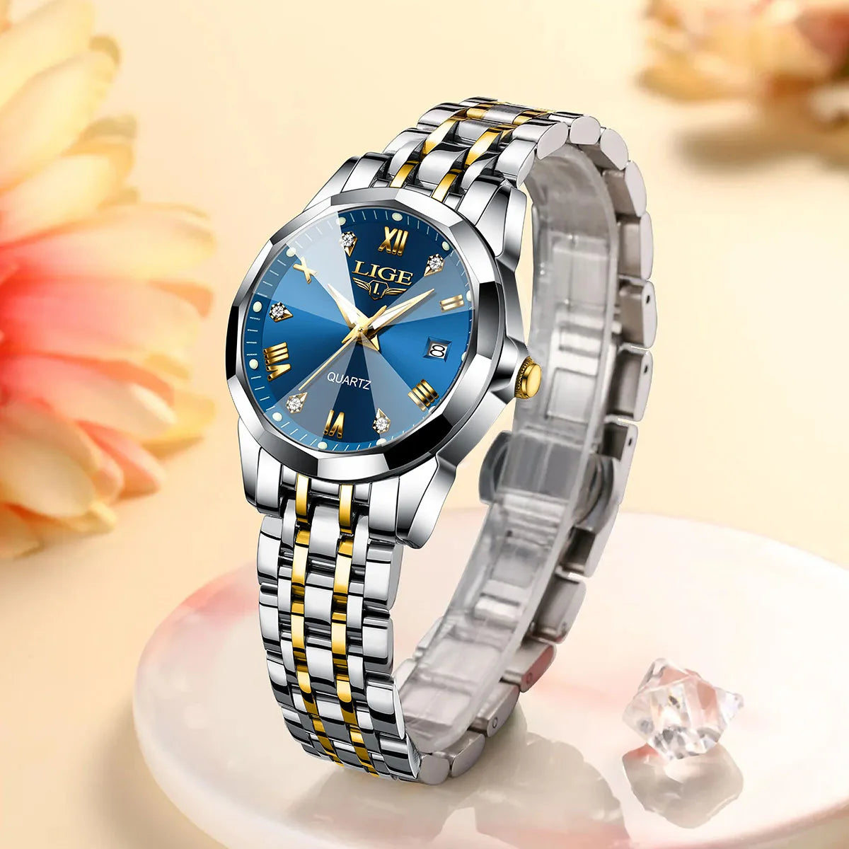 LIGE Top Luxury Elegant Watch for Women Waterproof, Luminous, Date, Stainless Steel Quartz