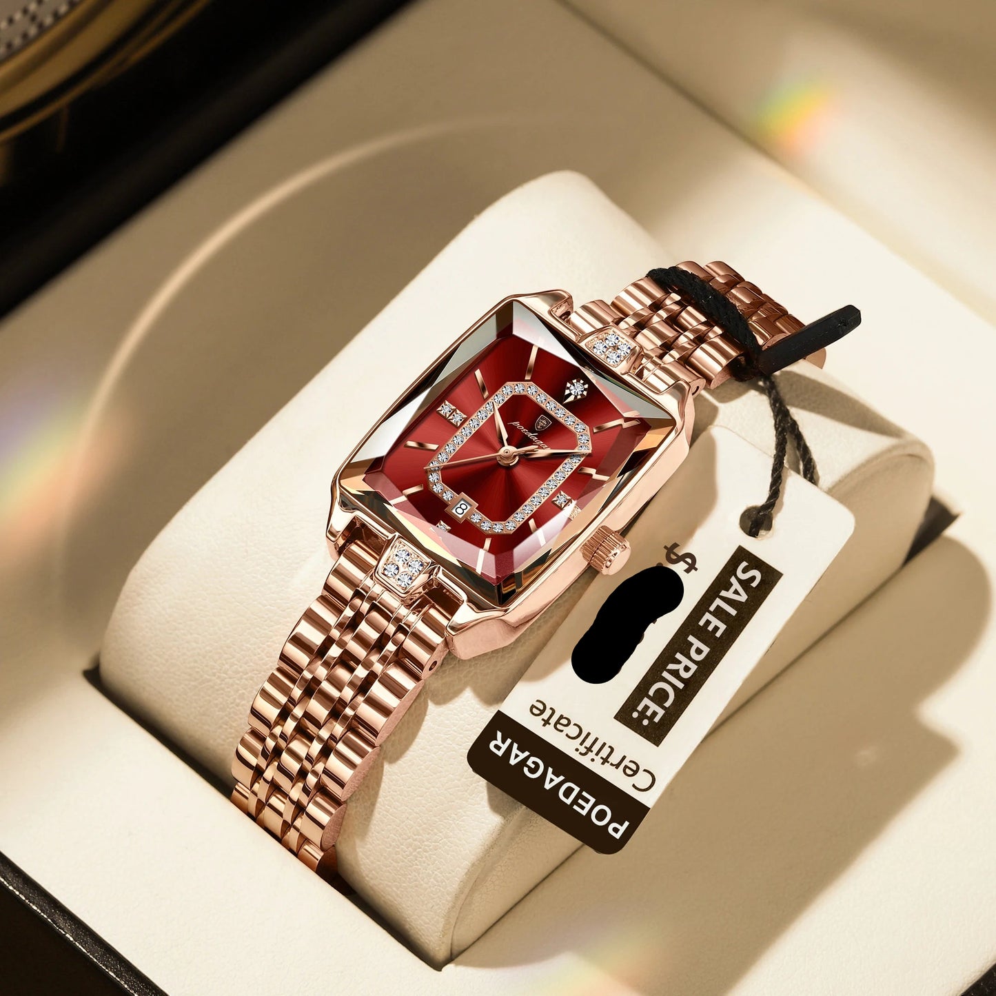 POEDAGAR Top Elegant Women Wristwatch Waterproof, Date, Stainless Steel Rectangle Quartz.