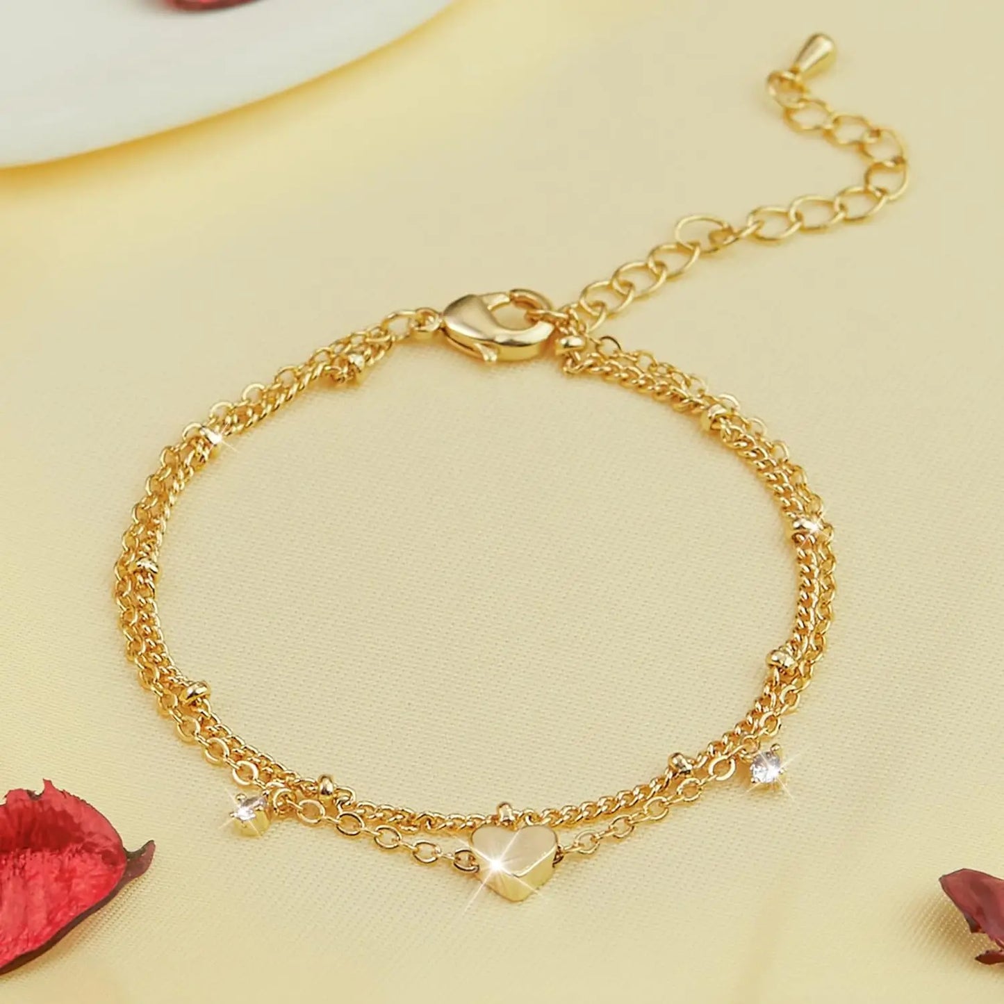Corazona Dainty 925 Ankle Bracelet Silver & Gold Plated