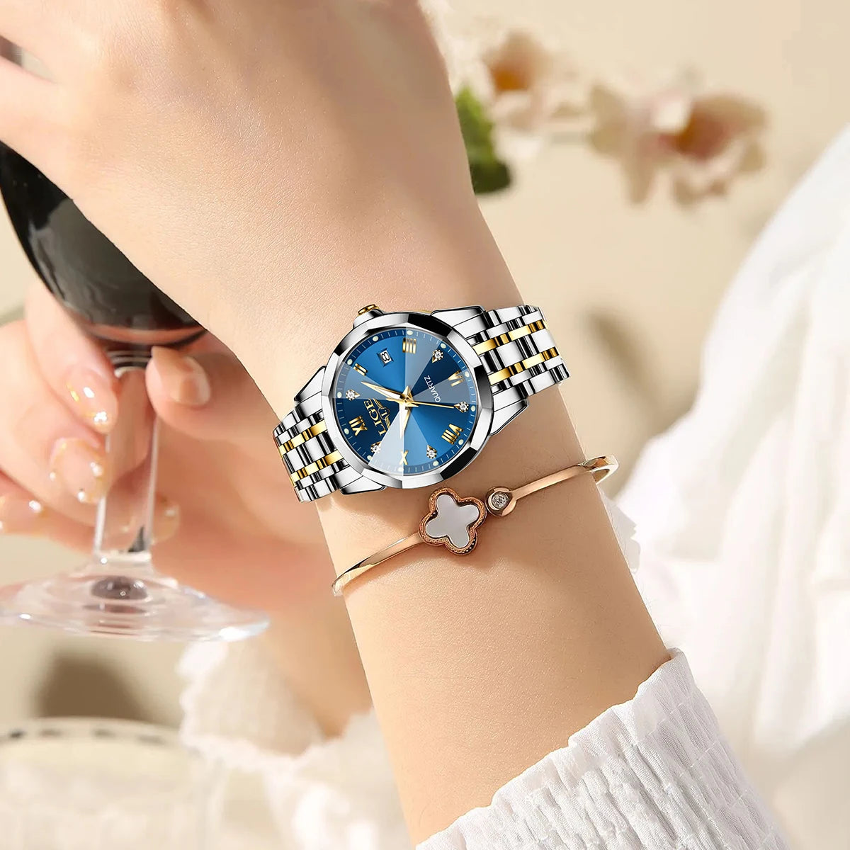 LIGE Top Luxury Elegant Watch for Women Waterproof, Luminous, Date, Stainless Steel Quartz