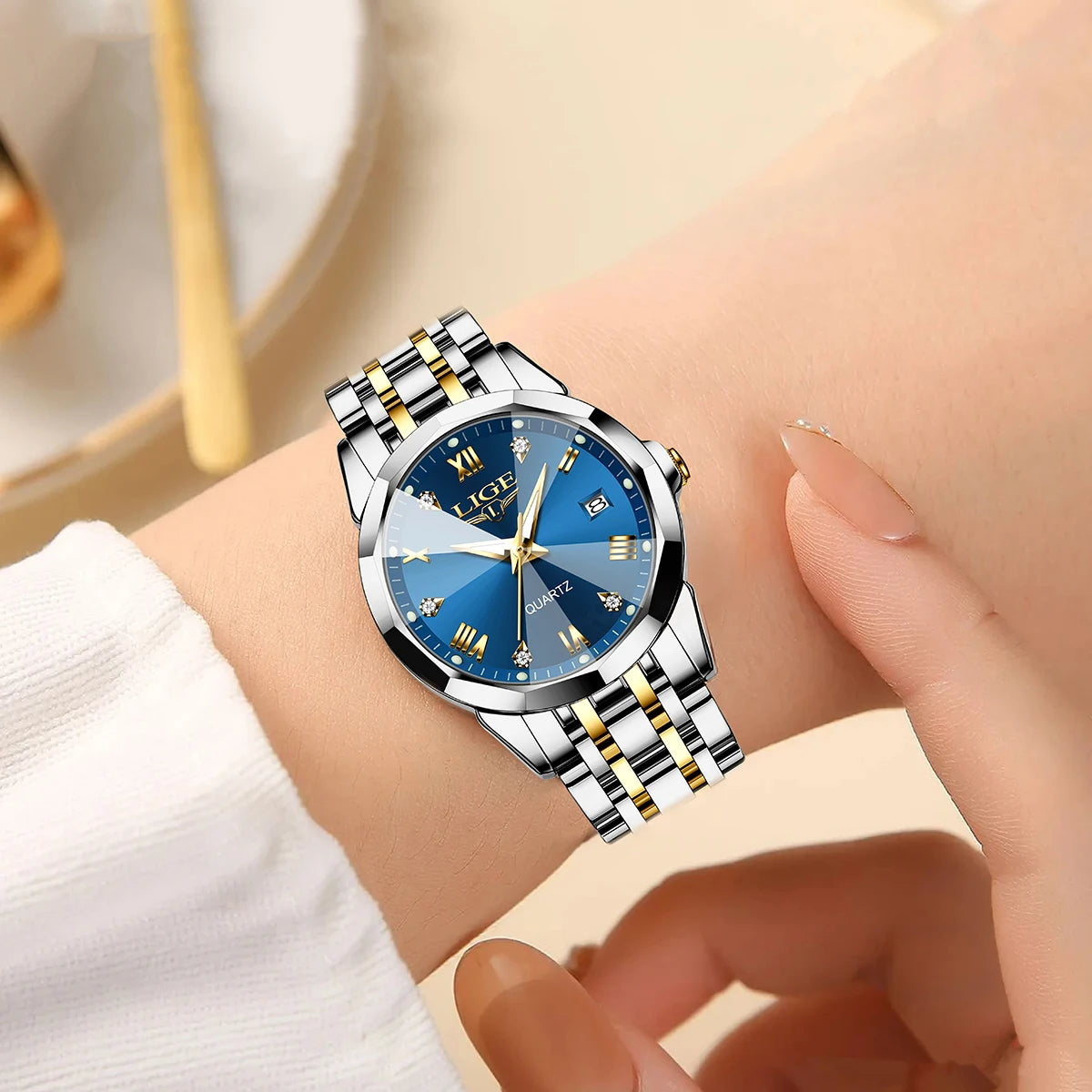 LIGE Top Luxury Elegant Watch for Women Waterproof, Luminous, Date, Stainless Steel Quartz