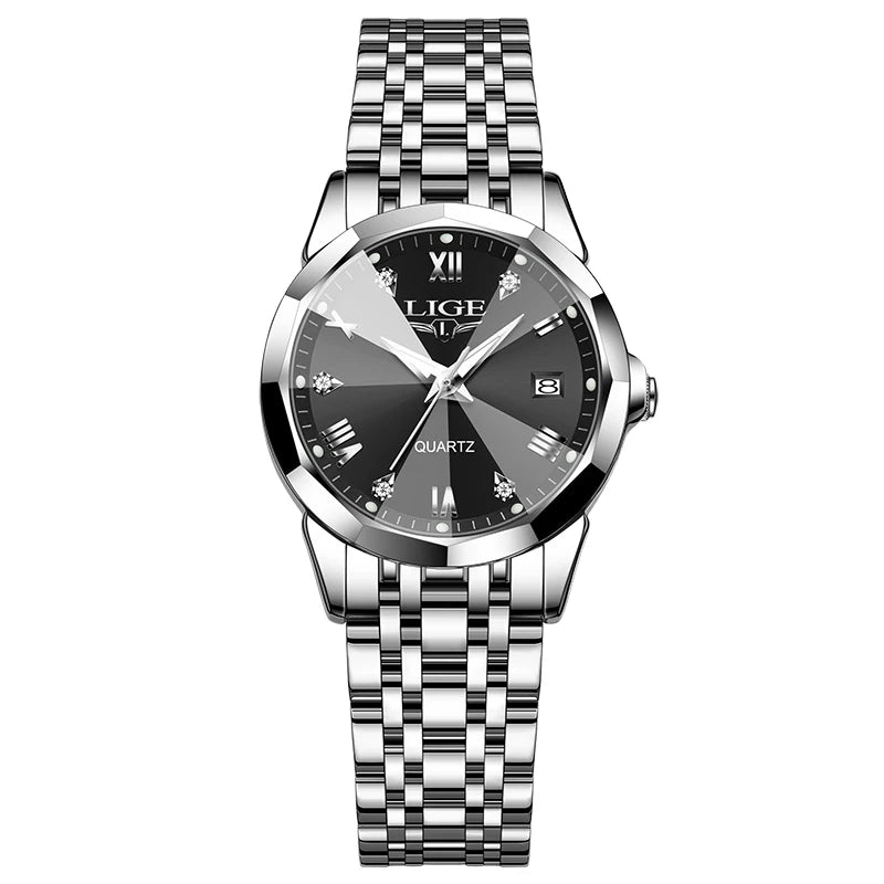 LIGE Top Luxury Elegant Watch for Women Waterproof, Luminous, Date, Stainless Steel Quartz